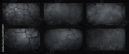 Distressed Black Textures, A Collection Of Aged Panels. Vintage Dark Surfaces, With Cracks And Grain. Subtle Wear, Perfect For Graphic Design. Backgrounds For Creative Projects.