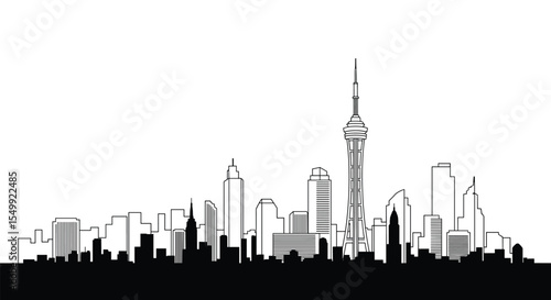 The Silhouette of a Vibrant City Skyline Illustrating Urban Life and Architectural Grandeur