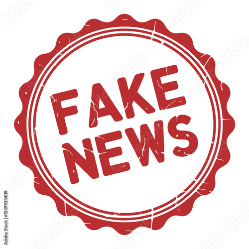 Red stamp with the words fake news in bold letters