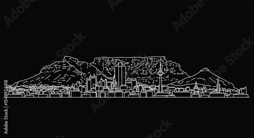 Cape Town South Africa Skyline Silhouette The Landscape Of The City With The Table Mountain