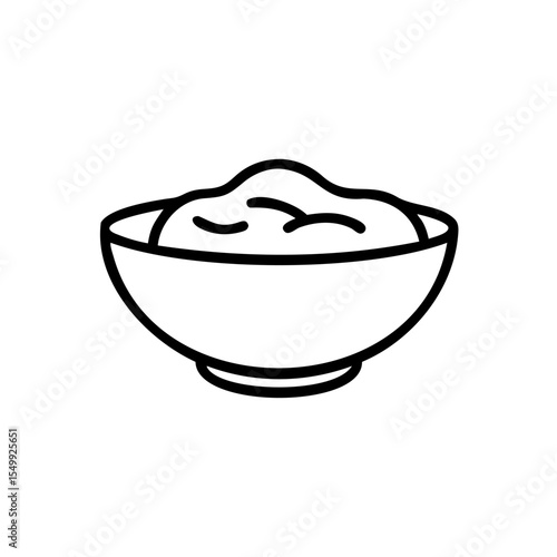 Handdrawn Bowl of Creamy Substance Simple Line Art Food Icon Graphic sauce
