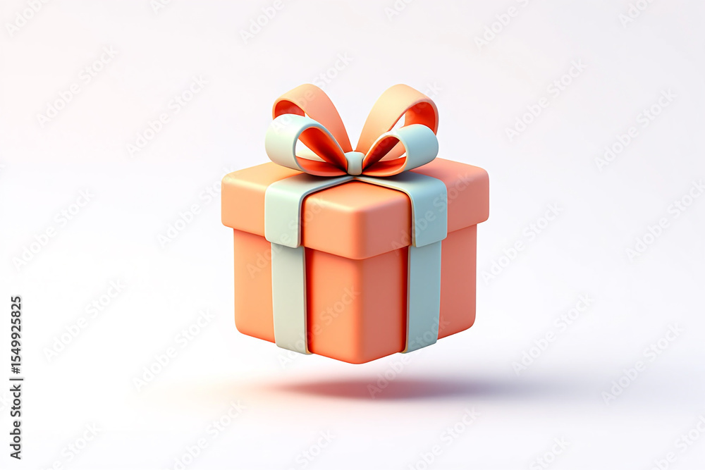 Fototapeta premium Peach and Mint Gift Box 3D Render of a Present with Bow