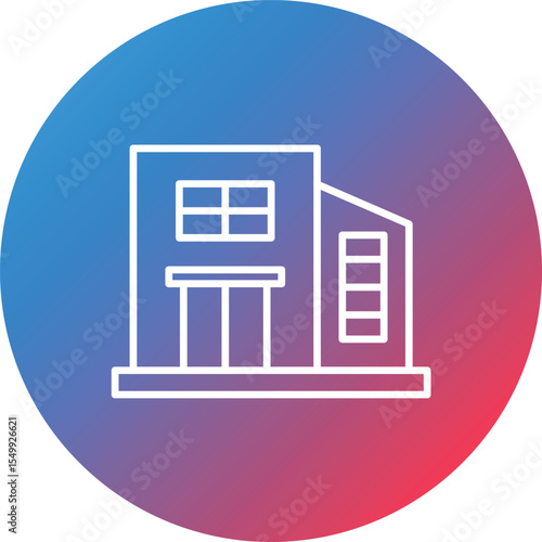 Building Line Gradient Circle Background Icon