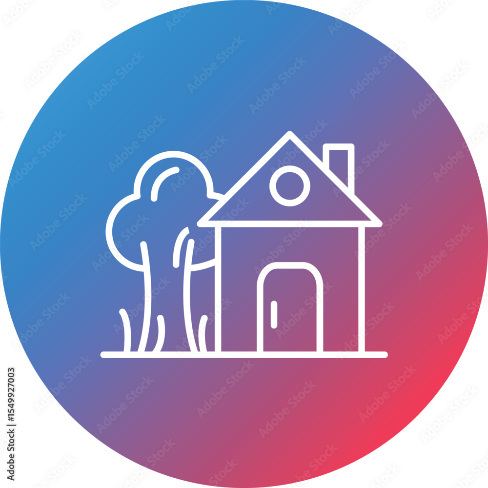 Tree House Line Gradient Circle Background Icon Tree House Line Gradient Circle Background Icon