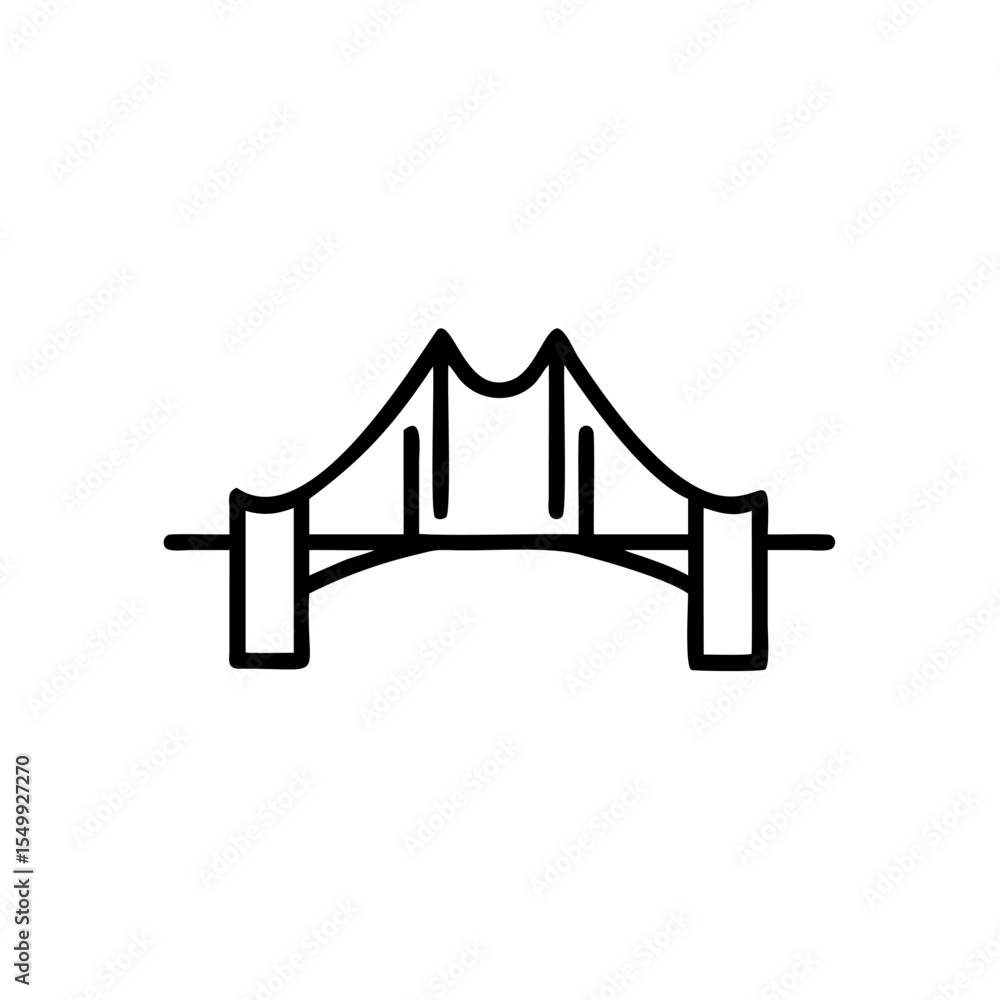 Obraz premium Handdrawn Line Art Golden Gate Bridge Icon Simple Design francisco