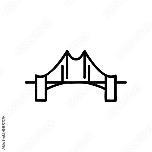 Handdrawn Line Art Golden Gate Bridge Icon Simple Design francisco