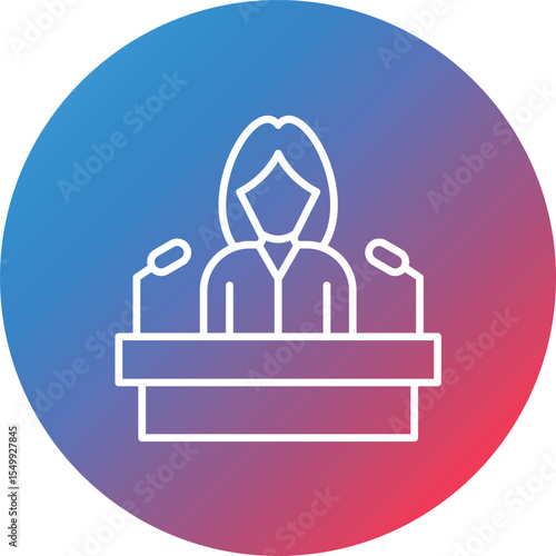 Press Secretary Line Gradient Circle Background Icon