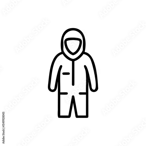 Handdrawn Outline Icon of a Hooded Protective Jumpsuit clothing