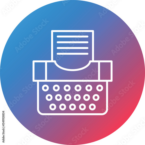 Typewriter Line Gradient Circle Background Icon