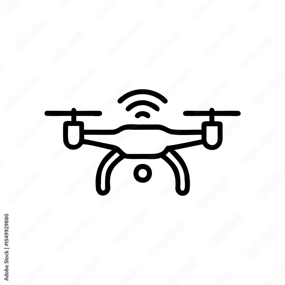 Naklejka premium Handdrawn Line Drone Icon Wireless Technology Quadcopter Aerial Photography Gadget