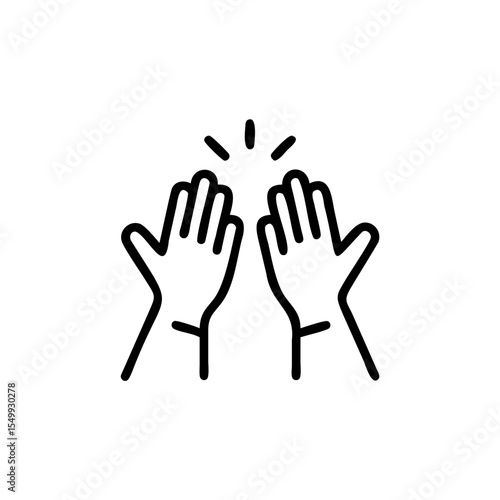 Handdrawn Line Art Two Hands High Five Gesture Success Teamwork Collaboration highfive