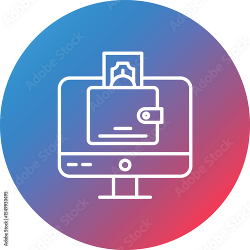 Digital Wallet Line Gradient Circle Background Icon