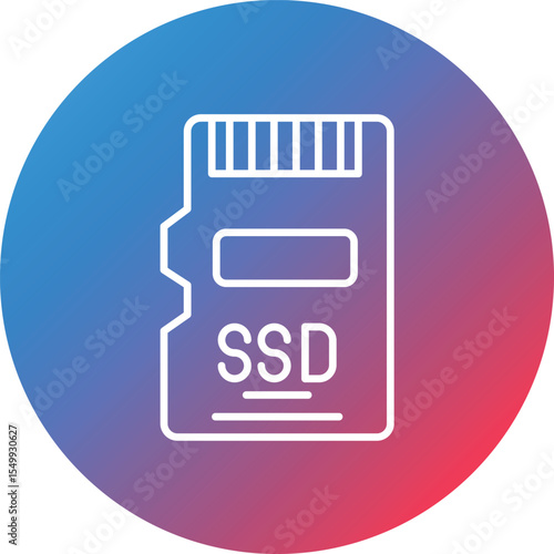 SSD Card Line Gradient Circle Background Icon