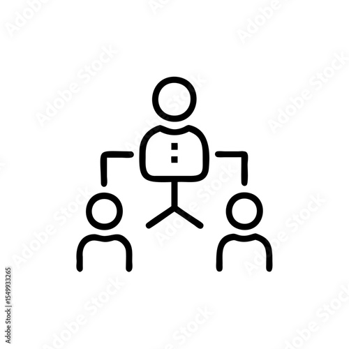 Handdrawn Line Art Icon Manager Two Subordinates Team Leadership vector