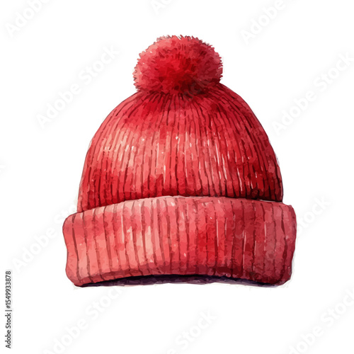 Beanie, watercolor drawing vector, isolated on a white background.