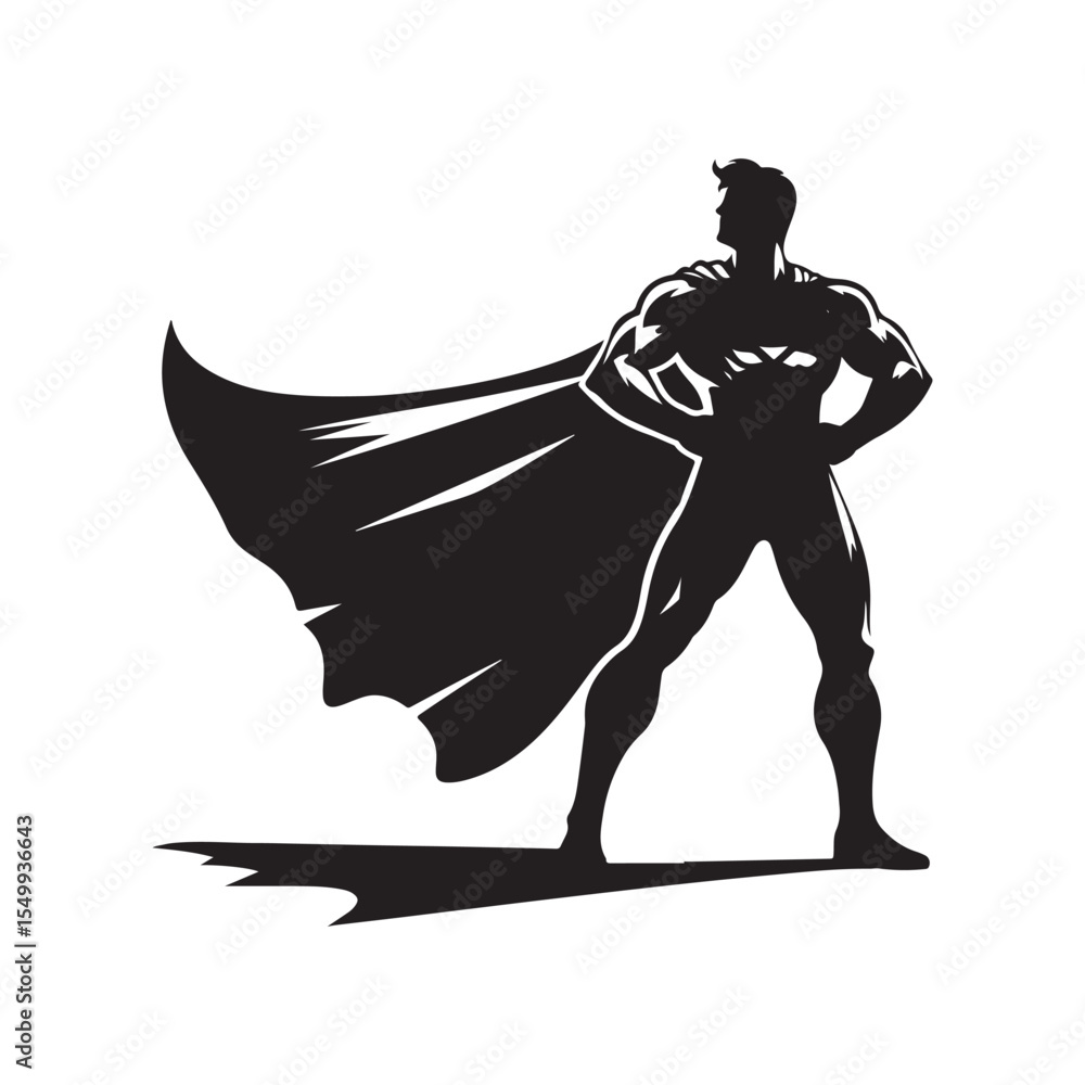Fototapeta premium superhero pose vector silhouette clip art logo design illustration
