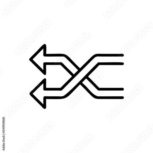 Handdrawn Line Art Icon Two Arrows Shuffle Exchange Crossover vector