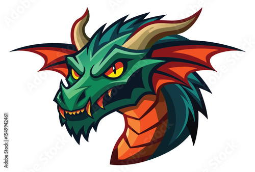 Wallpaper Mural Dragon head mascot vector illustration flat design simple style clipart Torontodigital.ca
