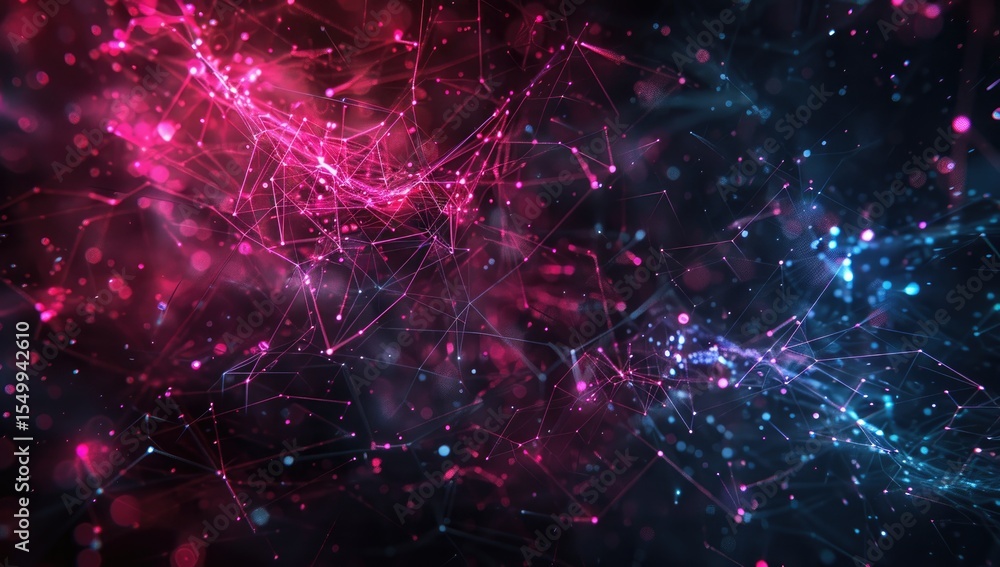Naklejka premium Abstract digital network design with vibrant pink and blue hues.