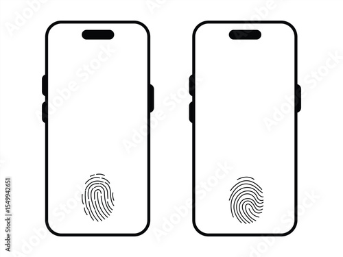 mobile phone with fingerprint icon. vector illustration
