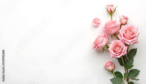 bouquet of pink tulips on white background