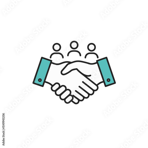 Business handshake with three person
