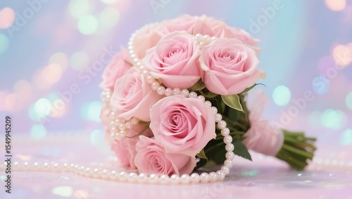 bouquet of pink roses on a white background