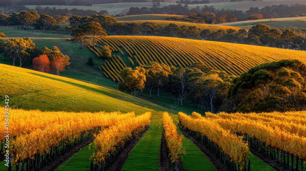 Obraz premium Rolling vineyards bathed in golden light