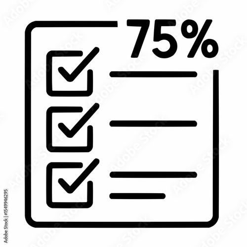 Checklist with progress percentage. Evaluation distilled to basics