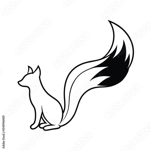 fox tail artistic silhouette drawing