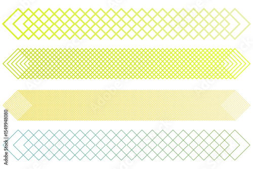 Gradient geometric patterns on transparent background. Horizontal flow. Graphic illustration.