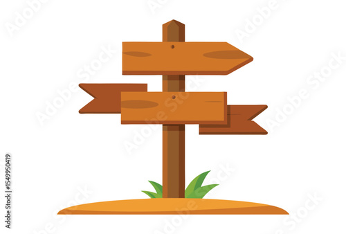 Rustic Wooden Direction Sign Vector Illustration for Maps Travel Guidepost Navigation Symbol