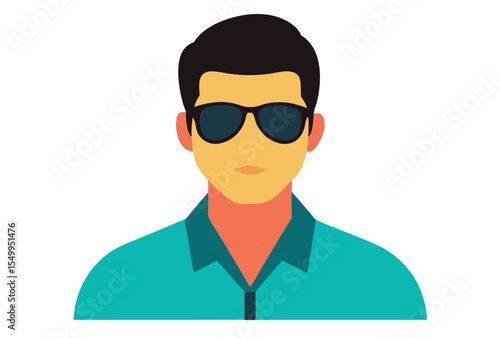 Cool man with sunglasses vector art modern male portrait illustration minimal trendy style