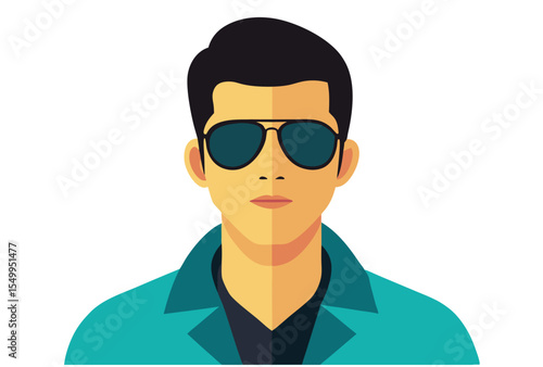 Cool man with sunglasses vector art modern male portrait illustration minimal trendy style