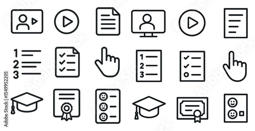 Education and certification line icons set – outline, academic, learning symbols
