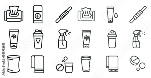 Personal care outline icons set – hygiene, grooming, wellness symbols collection