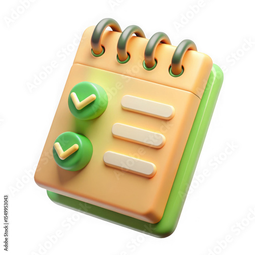 A 3d rendering of a cute checklist icon isolated on transparent background