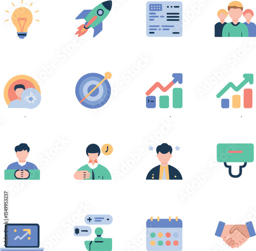 Business Startup Flat Icons set