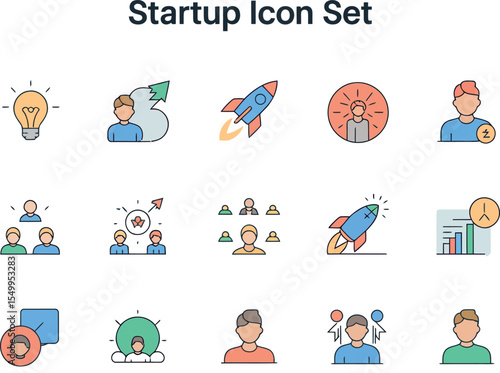 Business Startup Flat Icons set