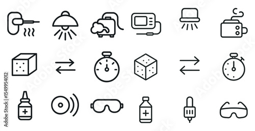 Electronic appliances line icons set – outline, linear, household and tech symbols