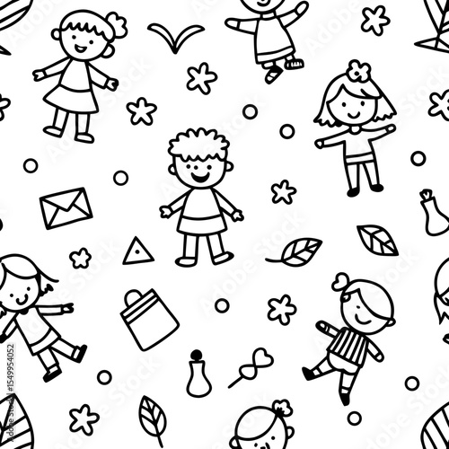 seamless pattern with kids