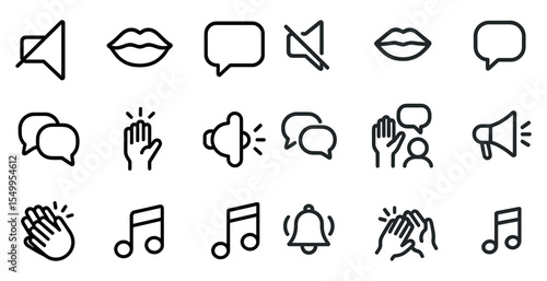 Communication outline icons set – chat, message, social interaction symbols
