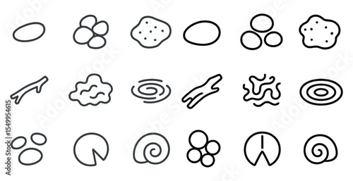 Nature themed outline icons set – flat, linear, organic and environmental symbols