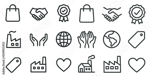 Business and trade line icons set – linear, outline, commerce symbols