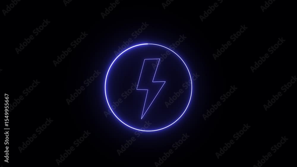 Neon purple colour bolt icon with in circle.4k animation Neon purple colour bolt icon with in circle.4k animation