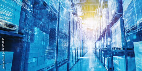 Cold supply chain logistics in a modern warehouse setting Generative AI