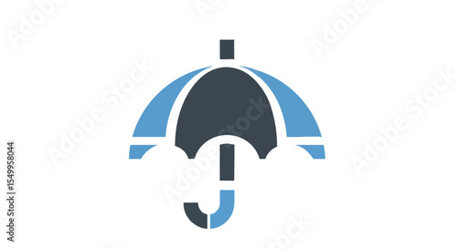 Stylish Abstract Umbrella Logo in Shades of Blue for Weather Protection and Insurance Concepts