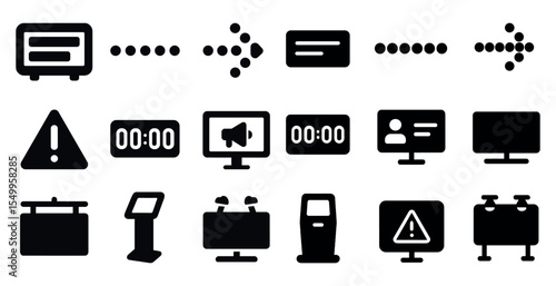 Digital interface solid icons set – interactive, ui/ux, communication symbols