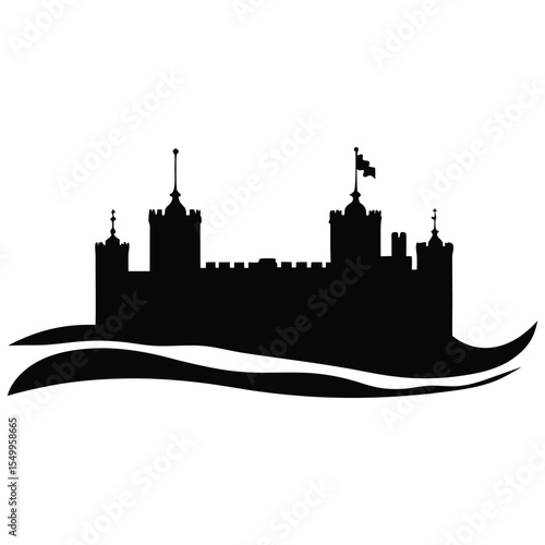Tower Of London Vector Silhouette Illustration Icon Black White