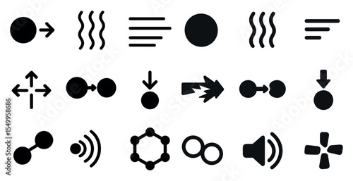 Navigation and direction solid icons set – silhouette, symbols, wayfinding tools